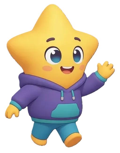 KiddoStars mascot walking happily